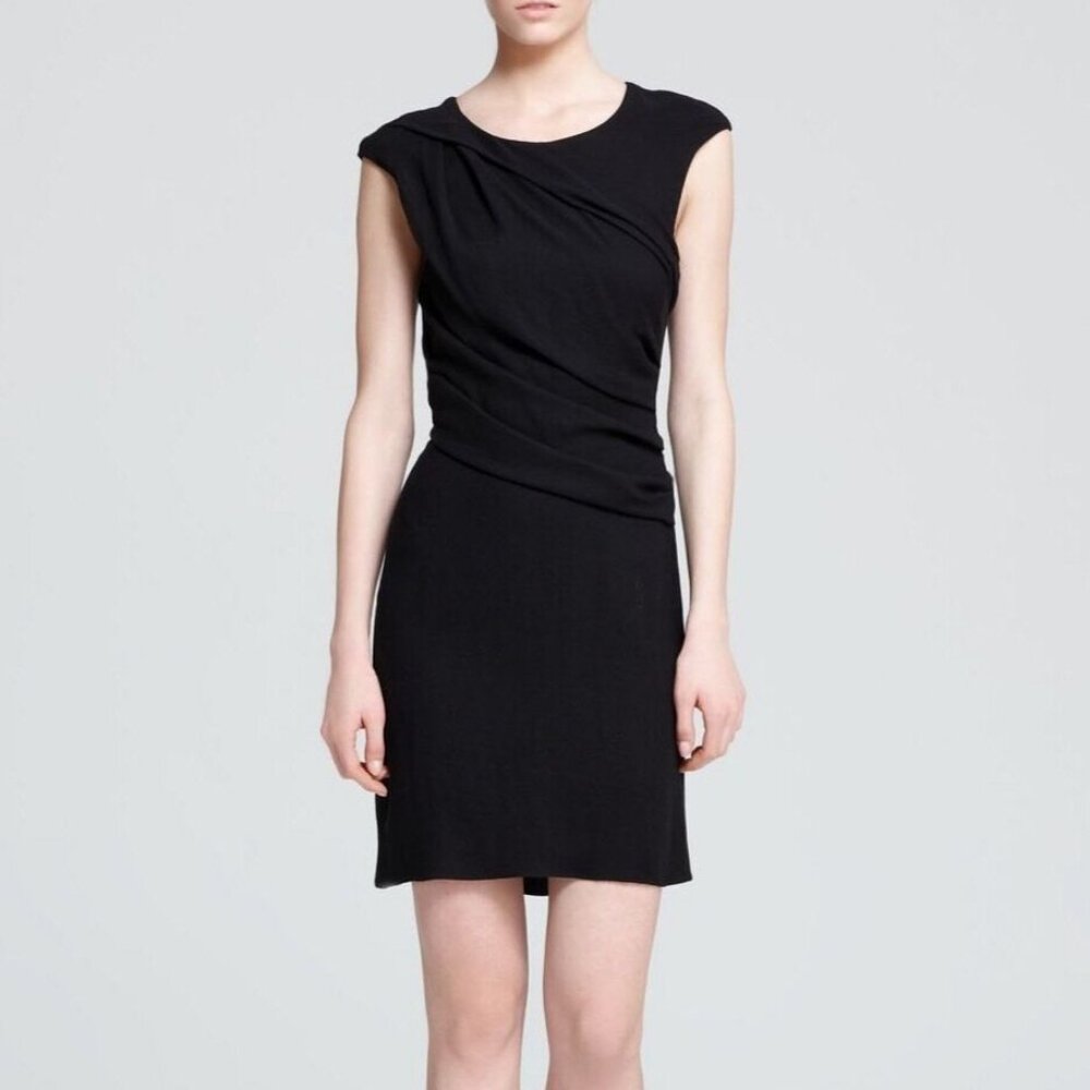 HELMUT LANG Flash Drape Twist Cocktail Mini Dress 4 LBD Sleeveless Viscose Silk